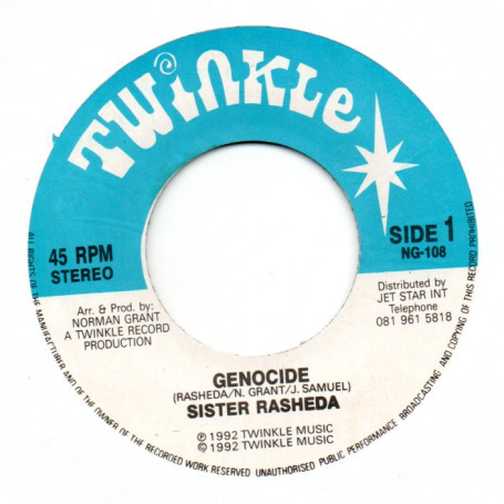 (7") SISTER RASHEDA - GENOCIDE / TWINKLE RIDDIM SECTION - VERSION