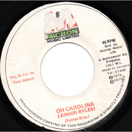 (7") JUNIOR BYLES - OH CAROLINA / SOUL SYNDICATE - TELEPHONE BILL TOO BIG